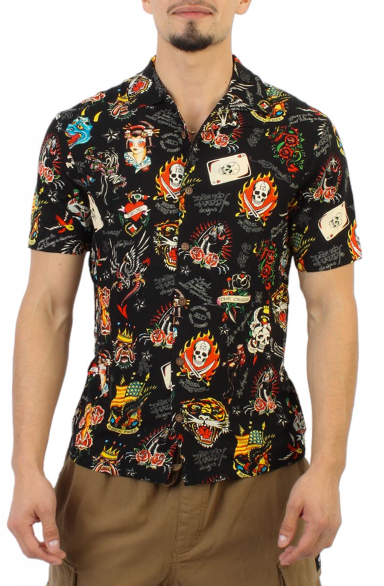 ED HARDY Black Flashboard Camp Shirt EHBAO1200-9 - Karmaloop