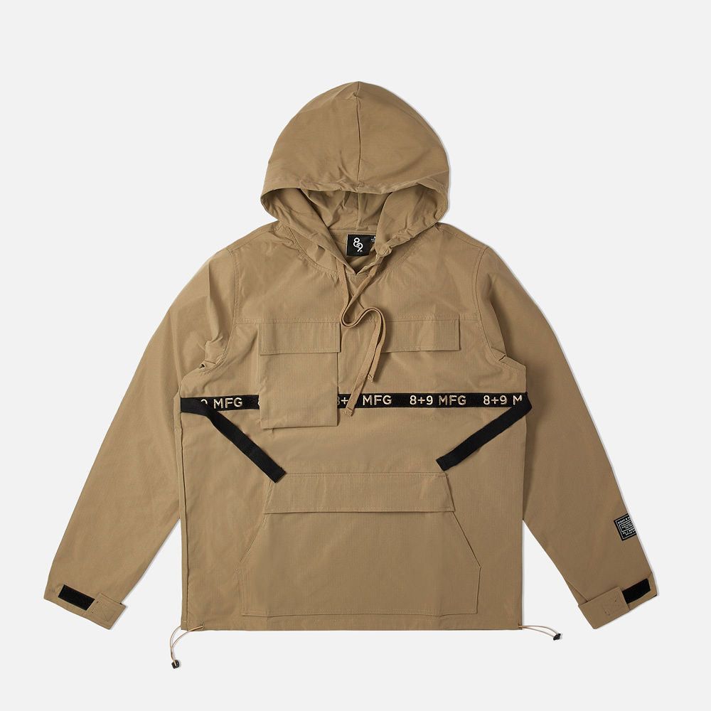8&9 MFG CO. Strapped Up Rip Stop Utility Anorak Jacket Sand HSRIPTAN