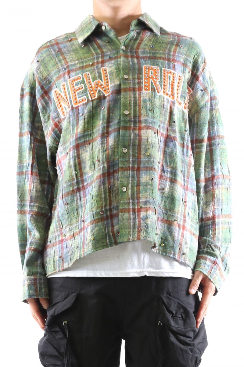 KLEEP WELD Long Sleeve Washed Flannel Crop Top Button Down Shirt