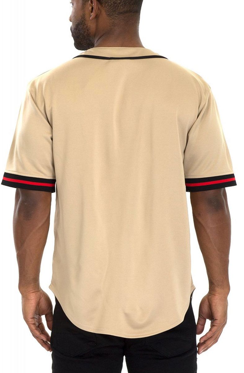 SPOILED PEASANTS Taped Baseball Jersey in Khaki TG22W32 Karmaloop