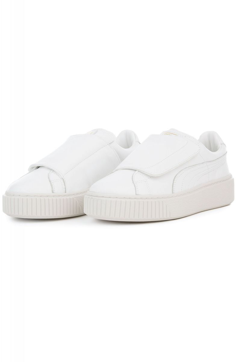 white puma velcro shoes