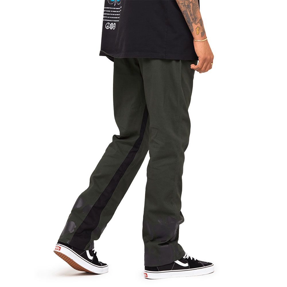 FLARE INC Spiral Straight Chinos Green Black STFSPBLK