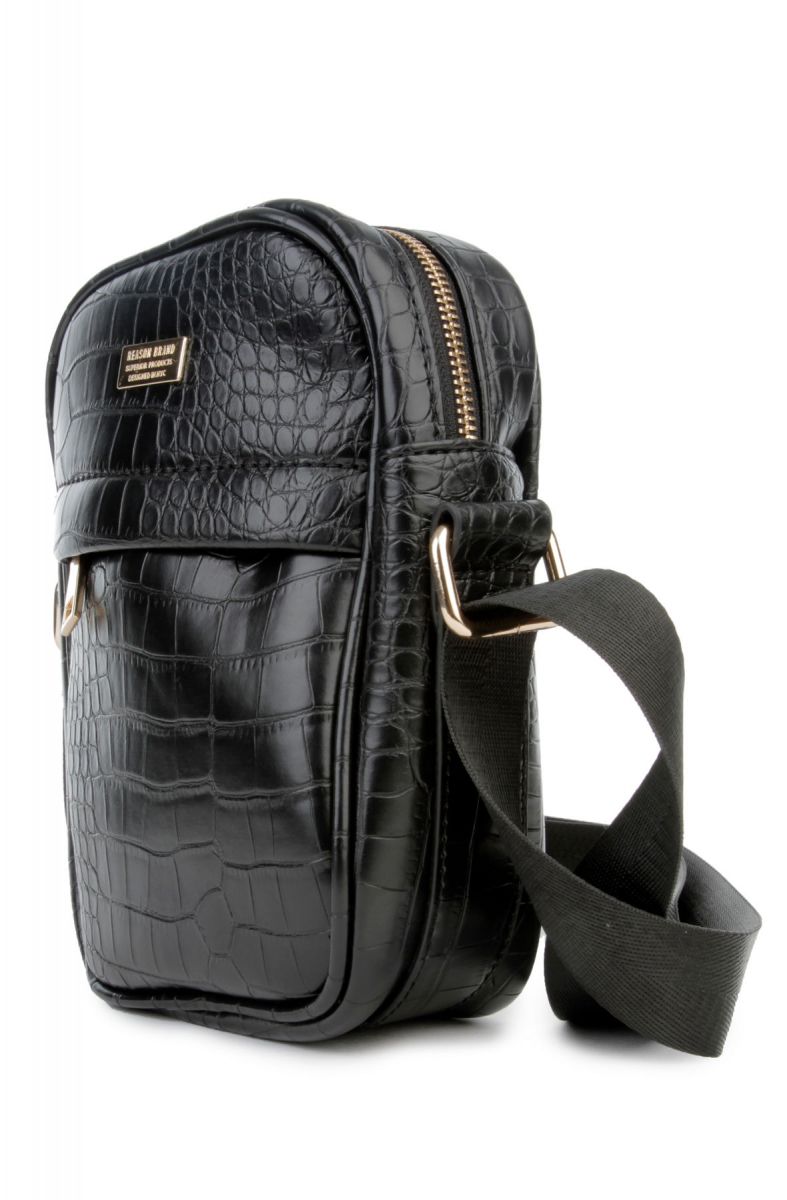 black croc cross body bag