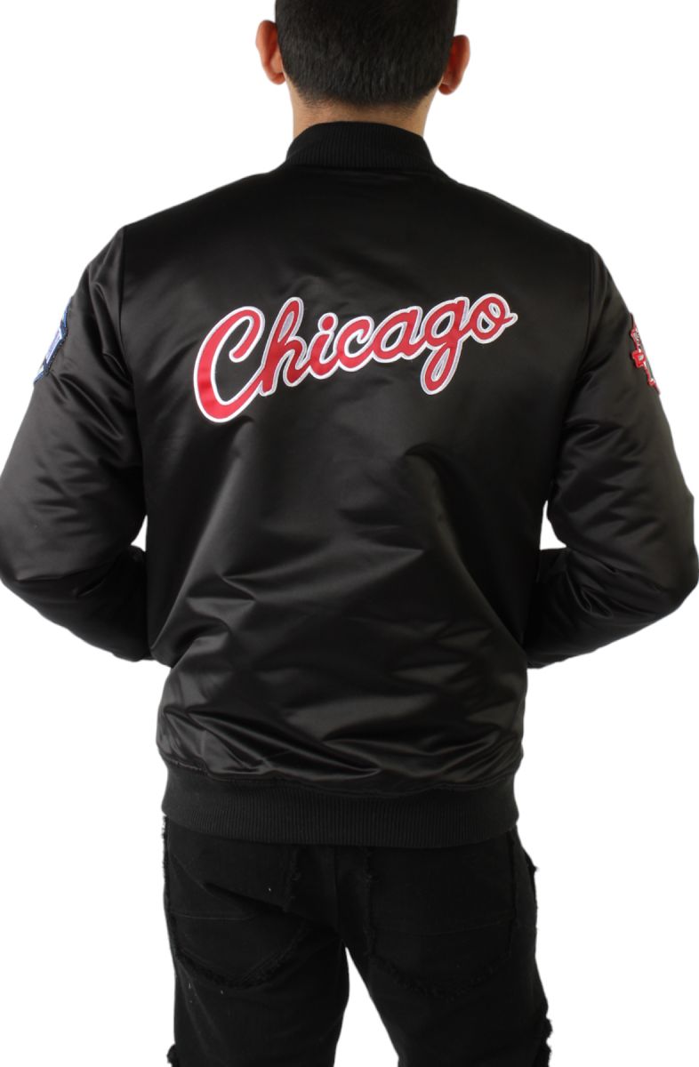 MITCHELL & NESS Chicago Bulls Satin Bomber Jacket OJZP5927-CBUYYPPPBLCK - Karmaloop