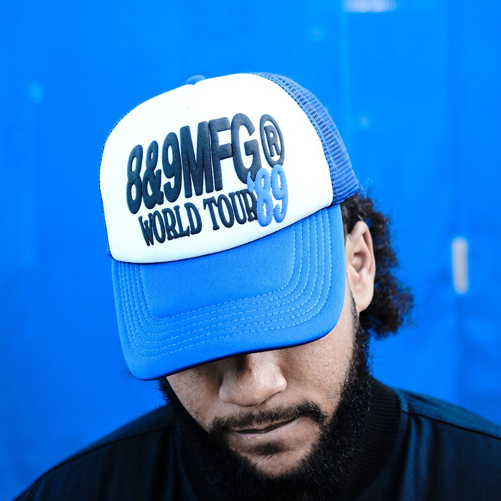 8&9 MFG CO. World Tour Trucker Hat Blue 8A90A4398 Karmaloop