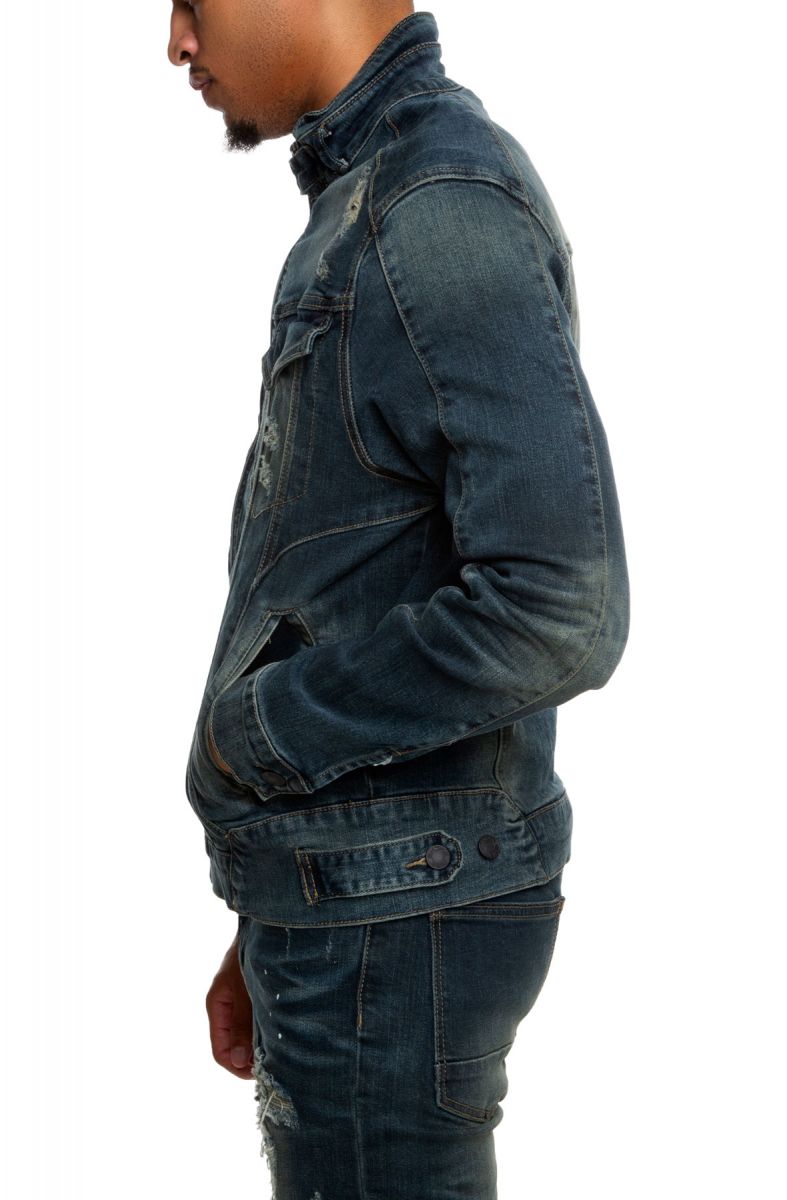 SMOKE RISE Zip Denim Jacket JJ9633 BW Karmaloop