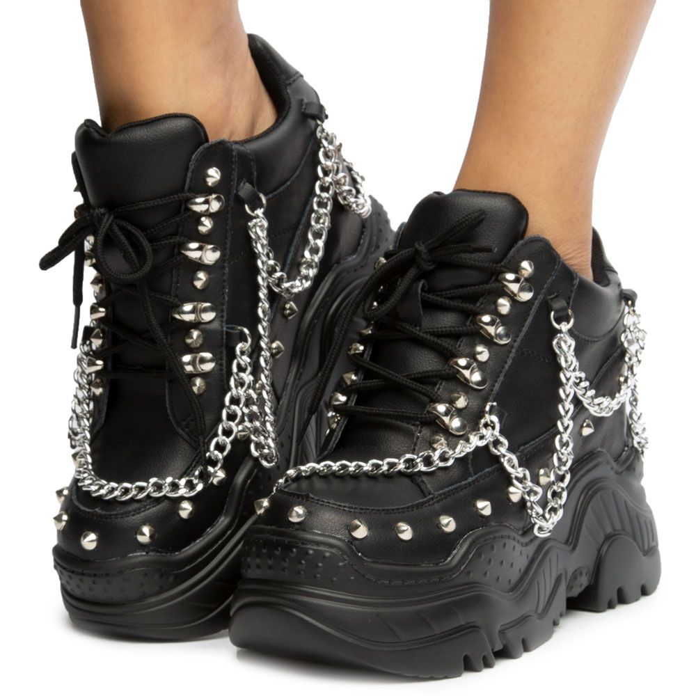 ANTHONY WANG Space Candy Platform Sneakers with Studs SPACE CANDY-BLACK ...