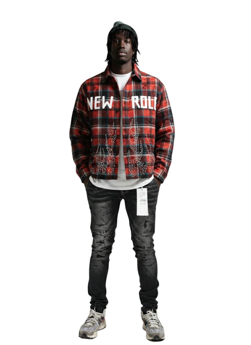 KLEEP VERIN Heavy Flannel Crop Top Button Down Shirt KLP-1A0AB9