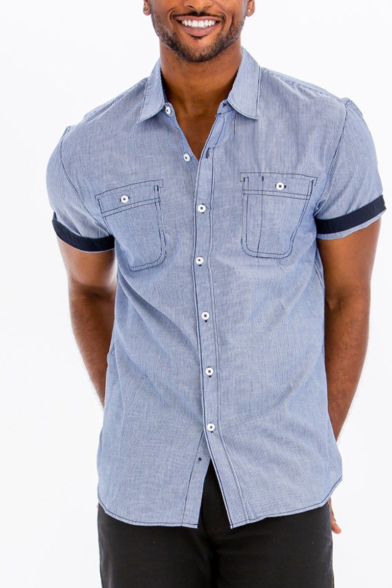 WEIV VERTICAL STRIPED BUTTON DOWN SHIRT MWSAC636BLUE Karmaloop