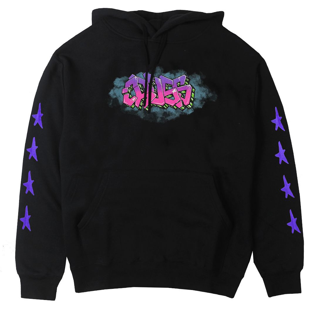 CROSS COLOURS New York Purple Graffiti Pullover Hoodie - Black ...