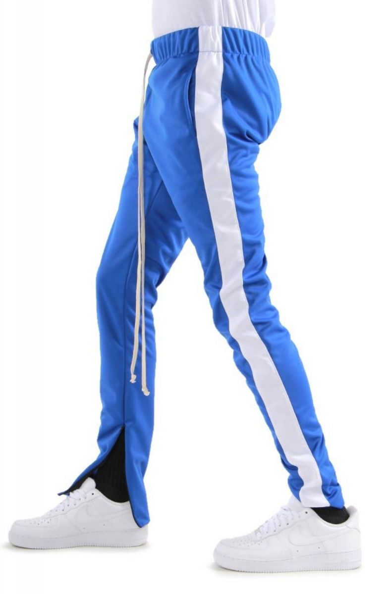 track pants blue and white