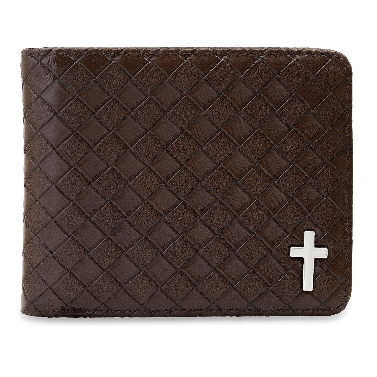STEELTIME Braided Vegan Leather Cross Wallet B148-003-BROWN - Karmaloop
