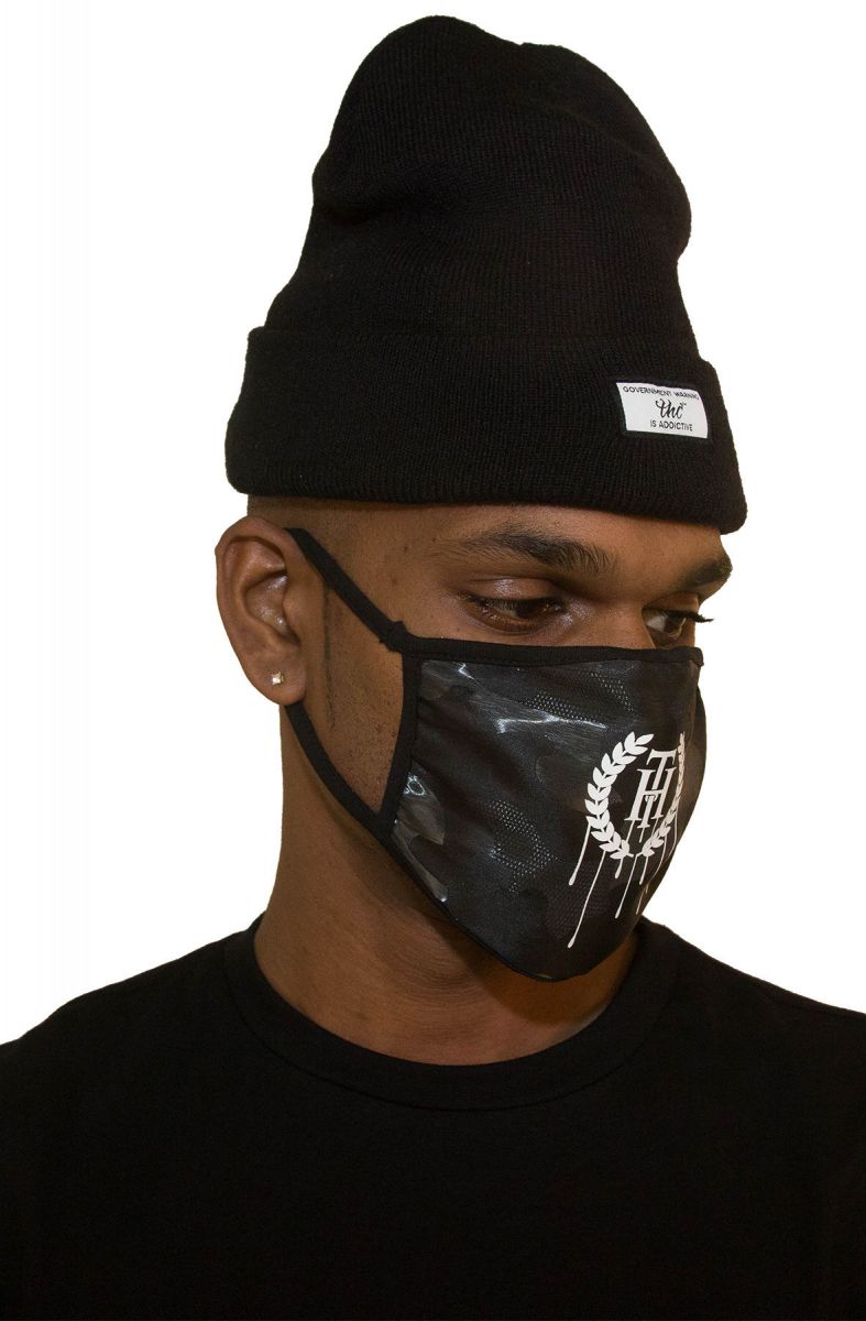 THE HIDEOUT CLOTHING Kouzhao Dripping Facemask (Black Camo ...