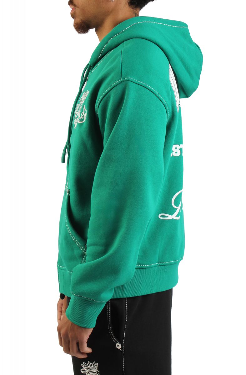 TRUE RELIGION Logo Crest Big T Boxy Zip-Up Hoodie 110150-3087