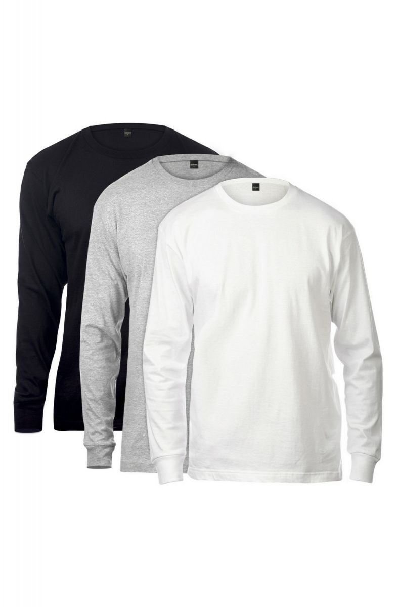 SEIZE&DESIST Basic Long Sleeve Tee 3 Pack (Black & White & Heather Grey ...