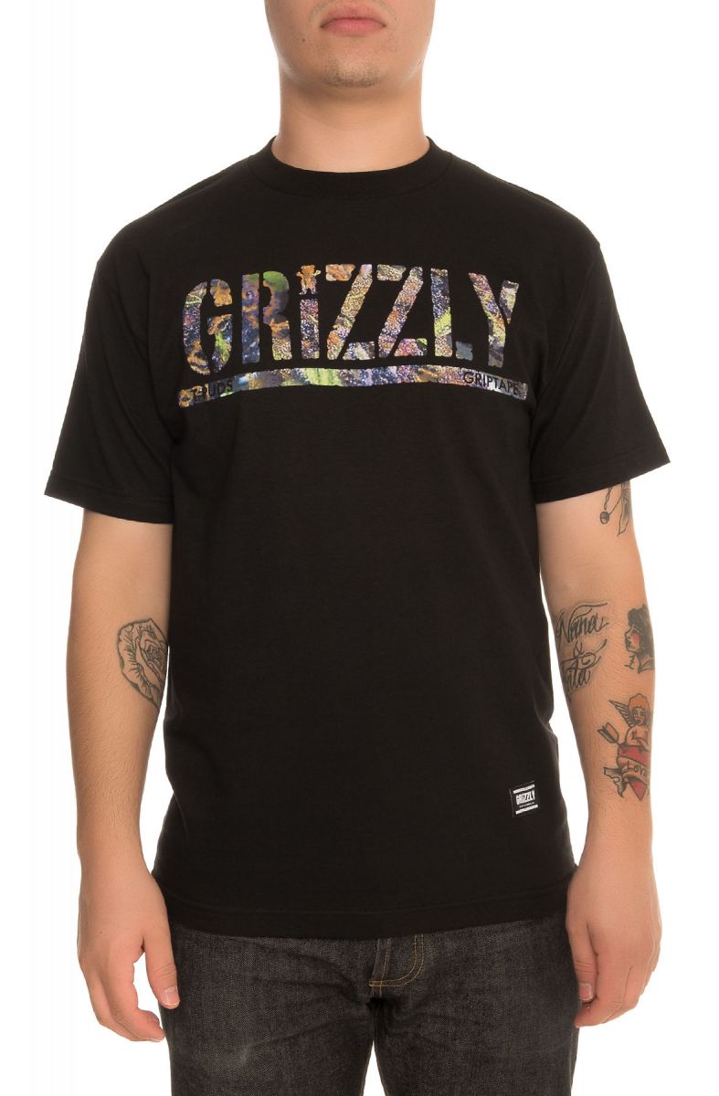 GRIZZLY GRIPTAPE The Fruity Pebbles Stamp Tee in Black GMB1601P03BLK