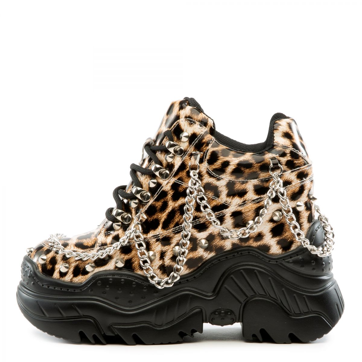 Anthony Wang Space Candy Platform Sneakers with Studs Black Patent
