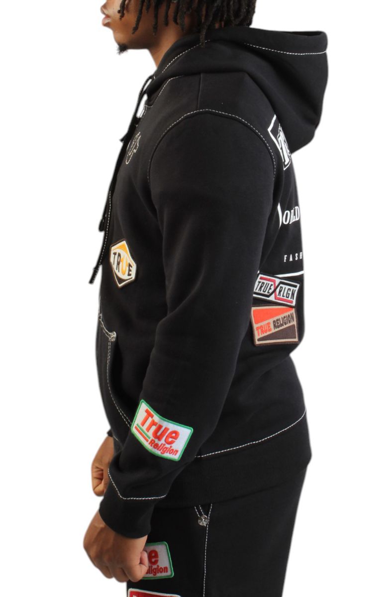 TRUE RELIGION BIG T PATCH ZIP HOODIE 109016-1001 - Karmaloop