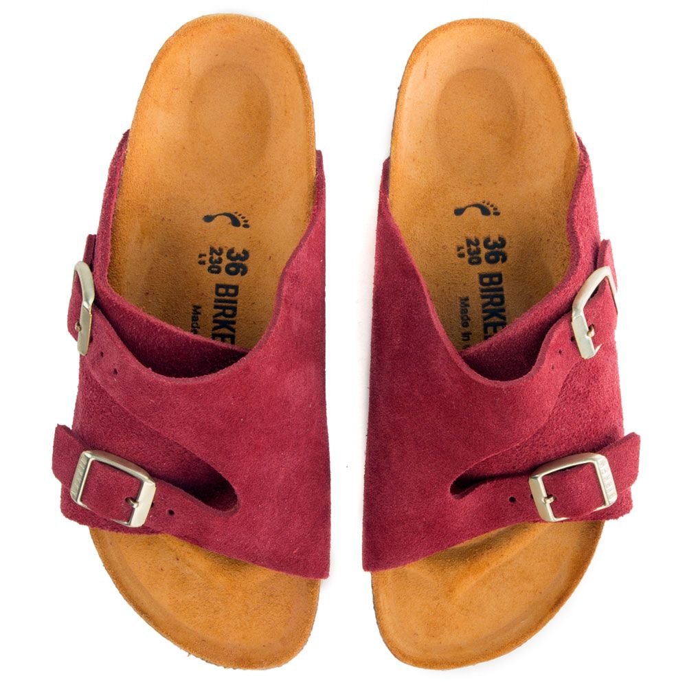 Birkenstock Birkenstock For Women Zurich Red Suede Sandals 450453