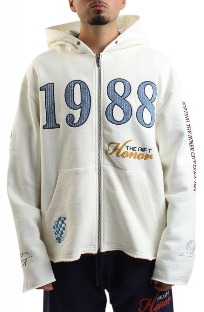 HONOR THE GIFT 1988 Full Zip Hoodie HTG250150WHT - Karmaloop