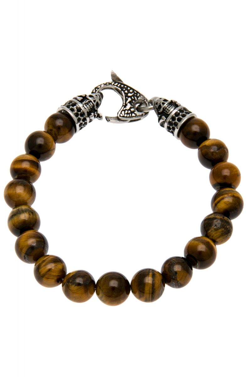 BLACKJACK JEWELRY The Genuine Tiger Eye and Stainless Steel Bead ...