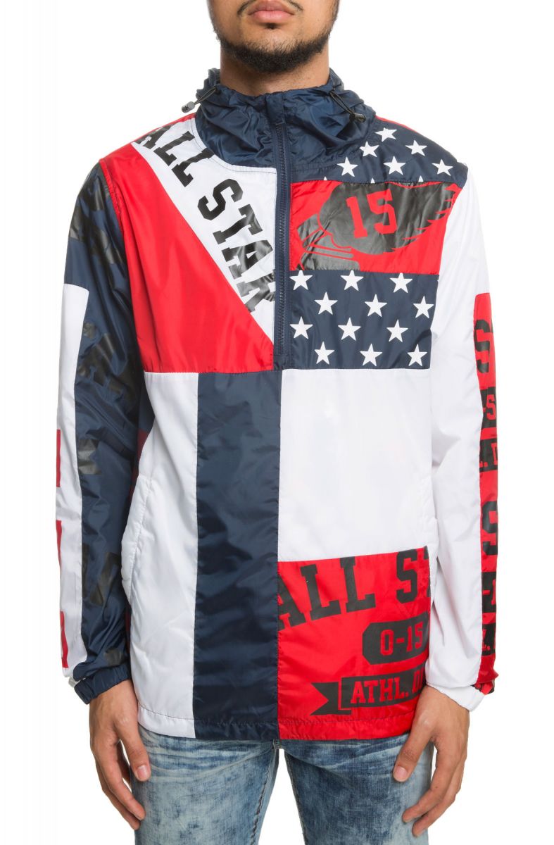 REBEL MINDS The Collage Windbreaker in Multi Navy 82583NAVY PLNDR