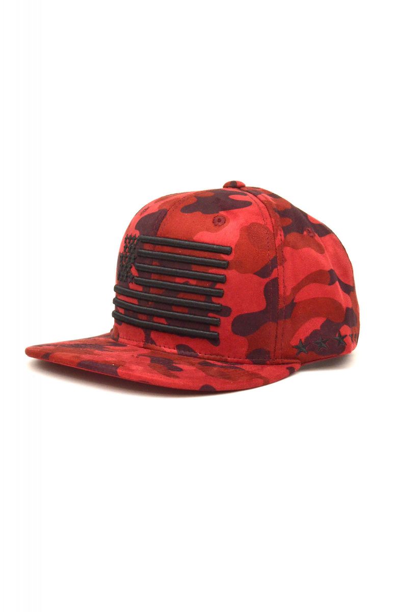 Red sales camo cap