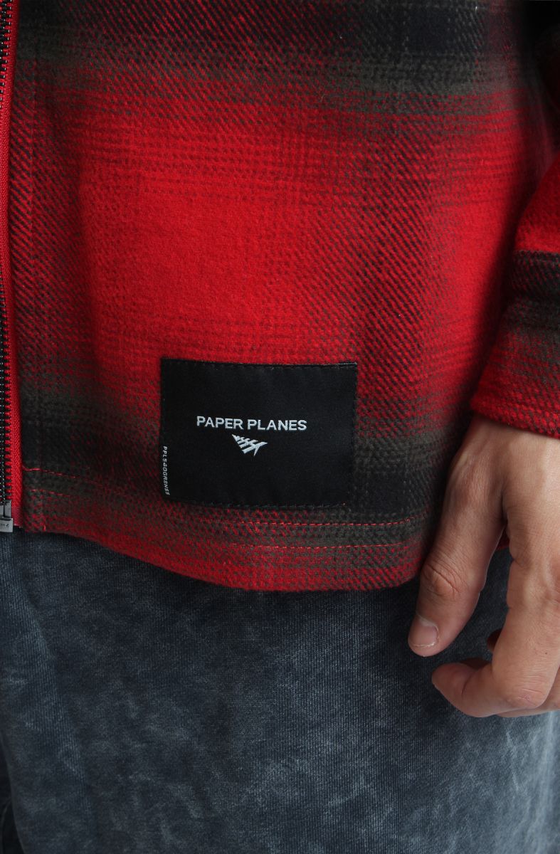 PAPER PLANES Shadow Plaid Zip Flannel Shirt 300466-RDPLD - Karmaloop