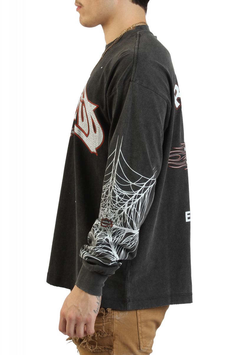 ROLLING LOUD KTOP Rhinestone Long Sleeve T-Shirt RLF25-LS-003-WBLK