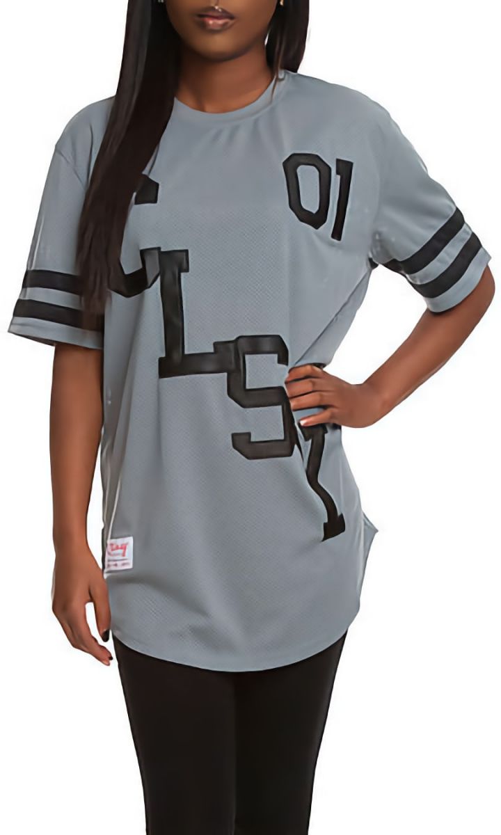 CLASSY BRAND The Classy One Mesh and Leather Jersey in Grey  CB-CWF105-CLSYONE-GRY - PLNDR