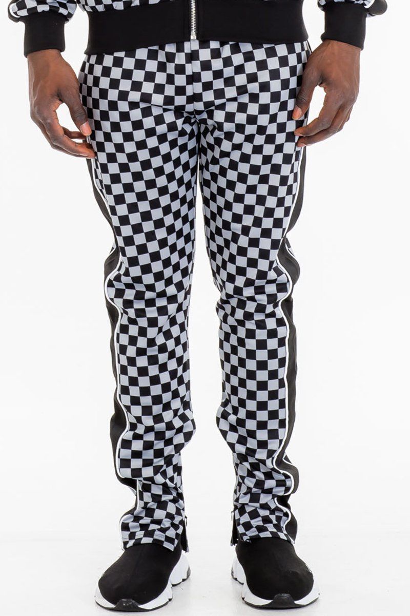 checkered track pants mens