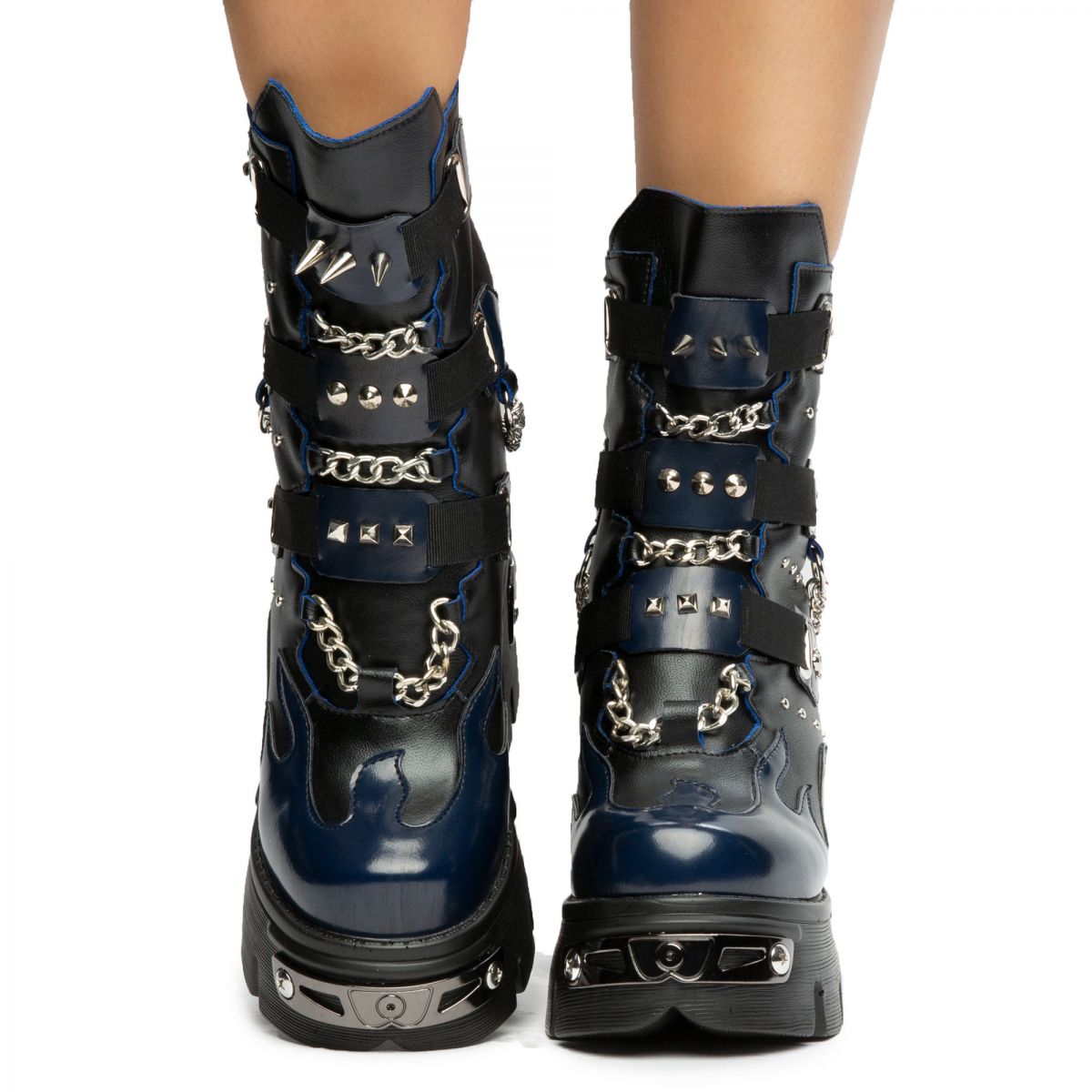 blue platform booties