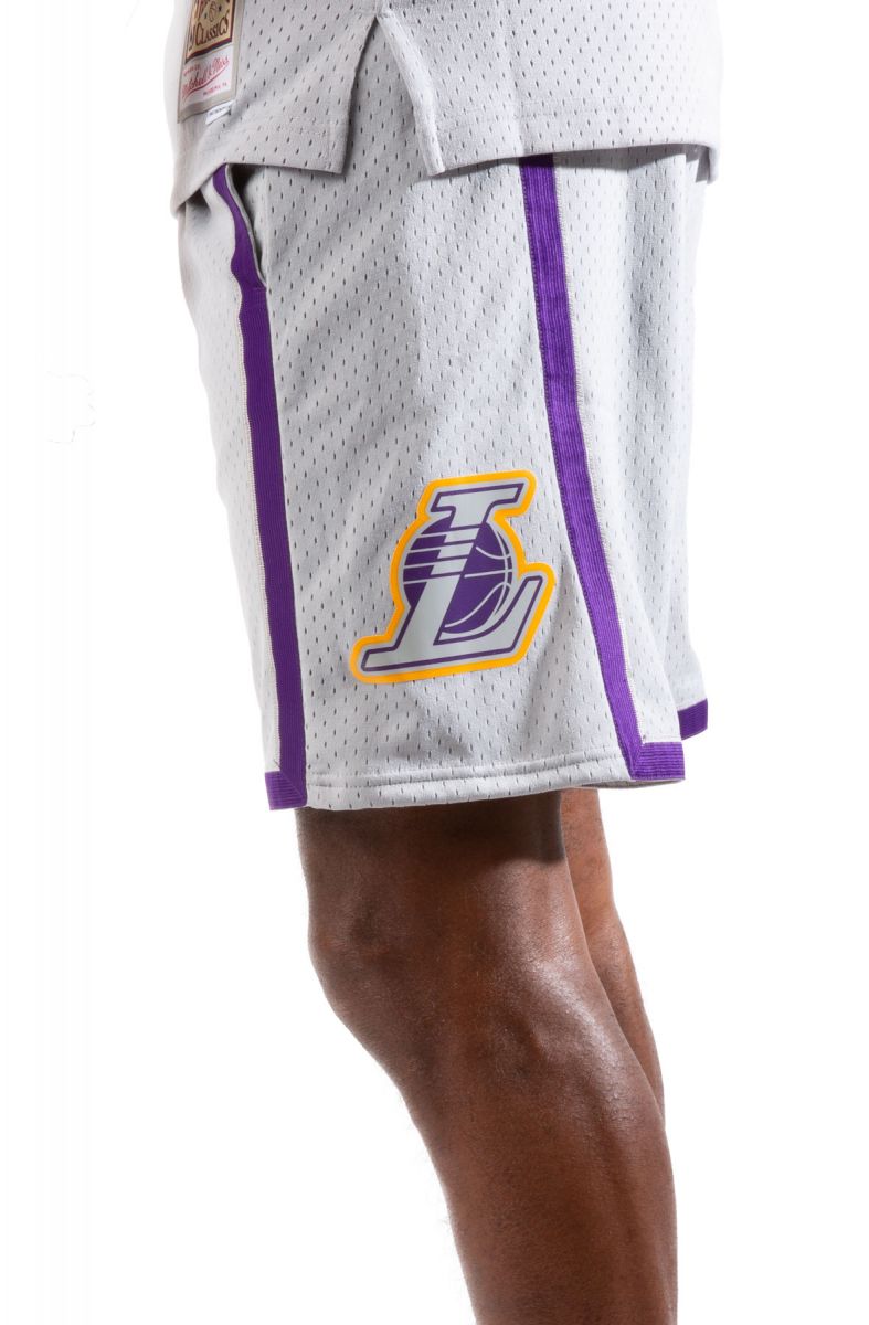 Mitchell & Ness Men's Los Angeles Lakers White Reload Swingman Shorts, Medium