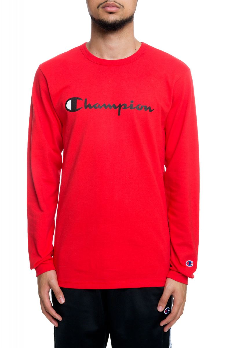 CHAMPION The Heritage Champion Script Long Sleeve in Team Red Scarlet ...
