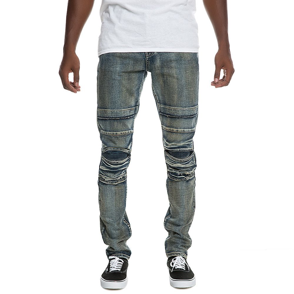 Pleated knee jeans sale