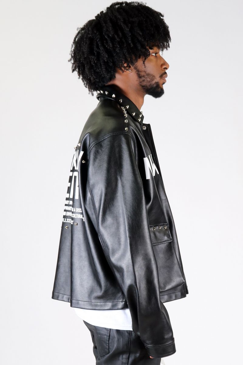 KLEEP DRAKON Faux Leather Crop Top Jacket KJ-8020-DRAKON - Karmaloop