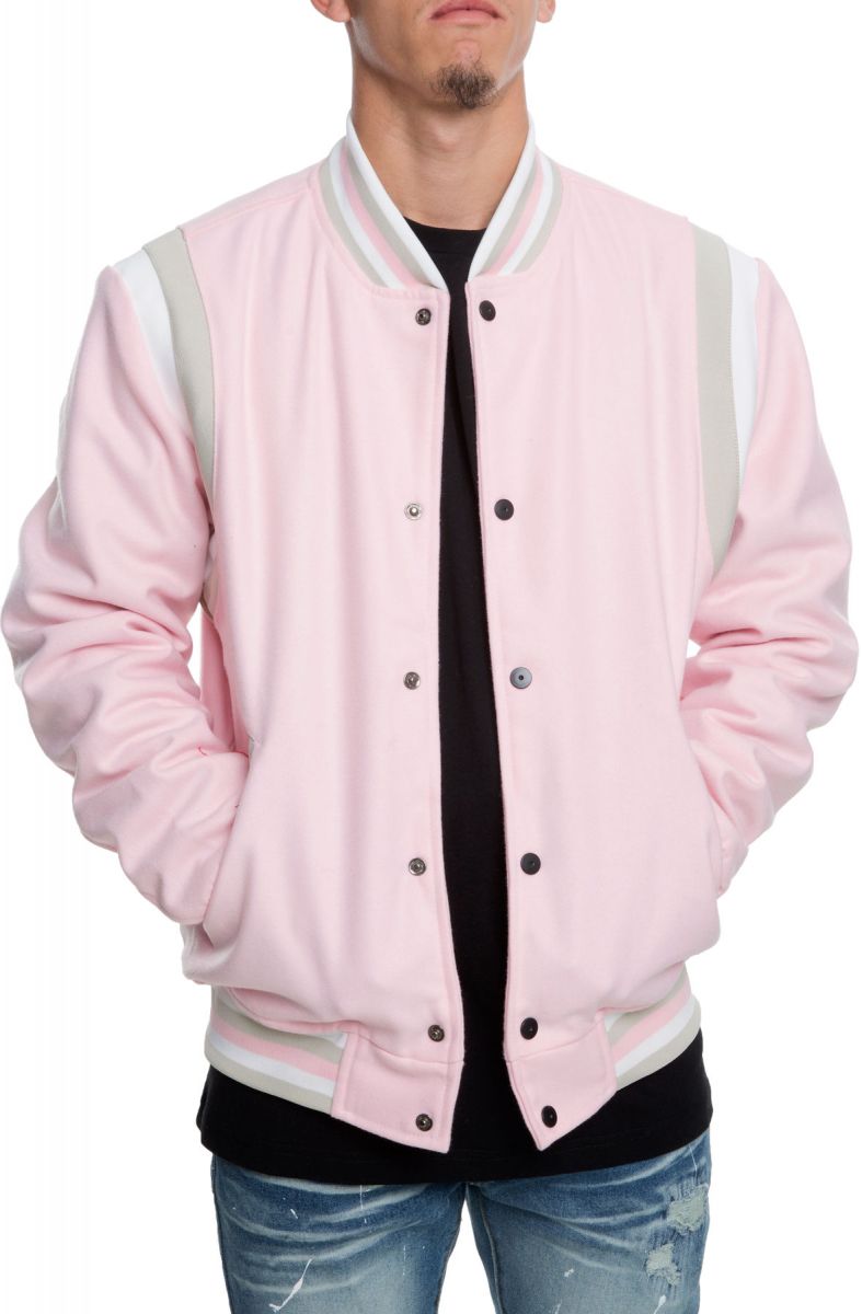 REASON The Westlake Varsity Jacket in Pink F9-37-P-PNK - Karmaloop