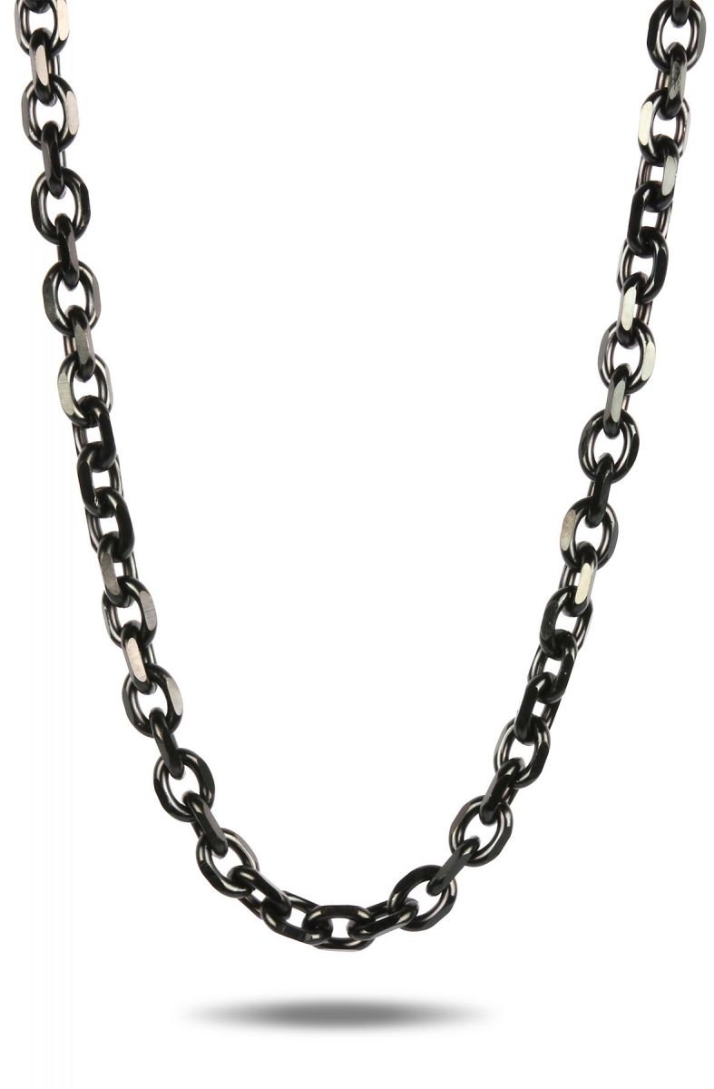 10mm Chain Link 30in Necklace (Black Gold)
