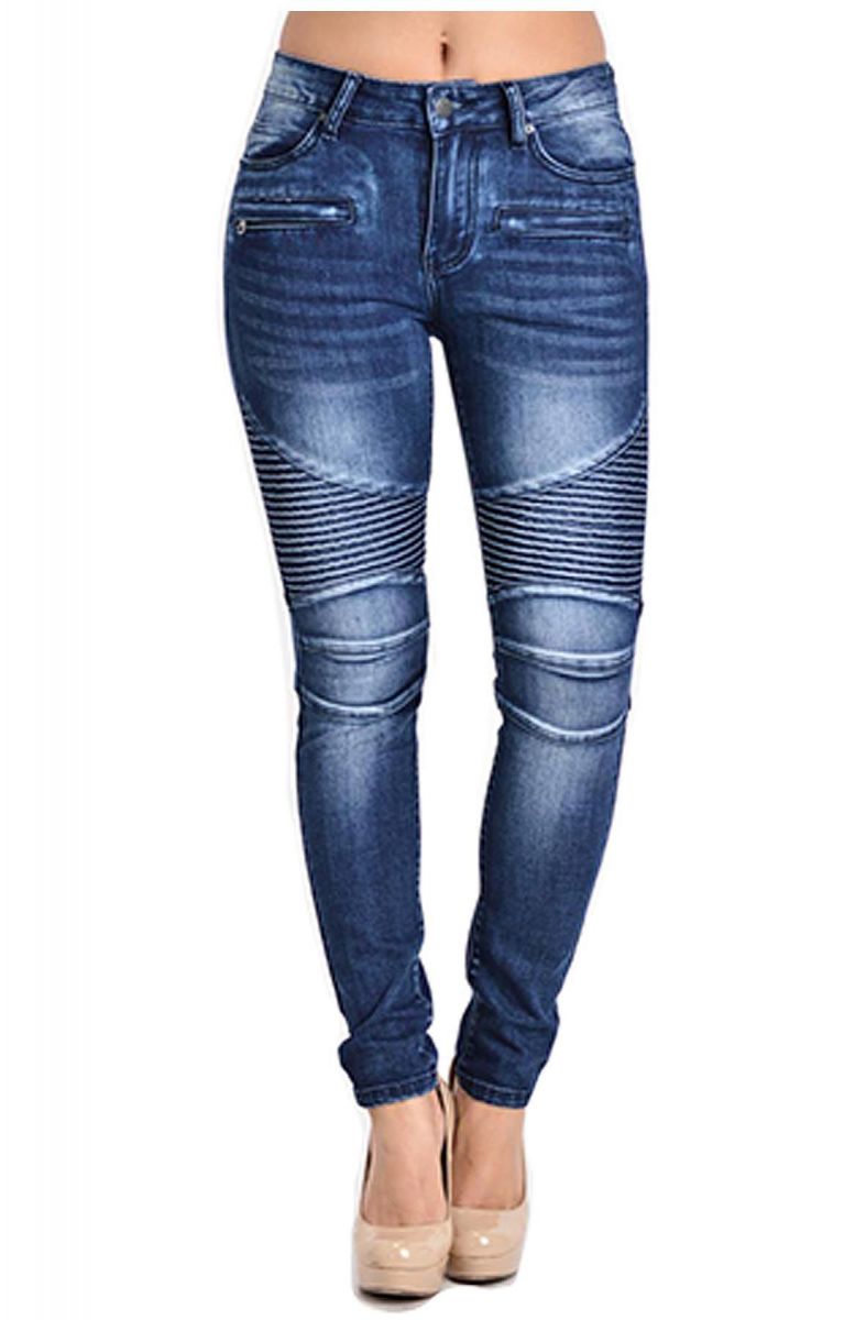 The Ladies Denim Biker Jeans with Comfort Stretch in Blue