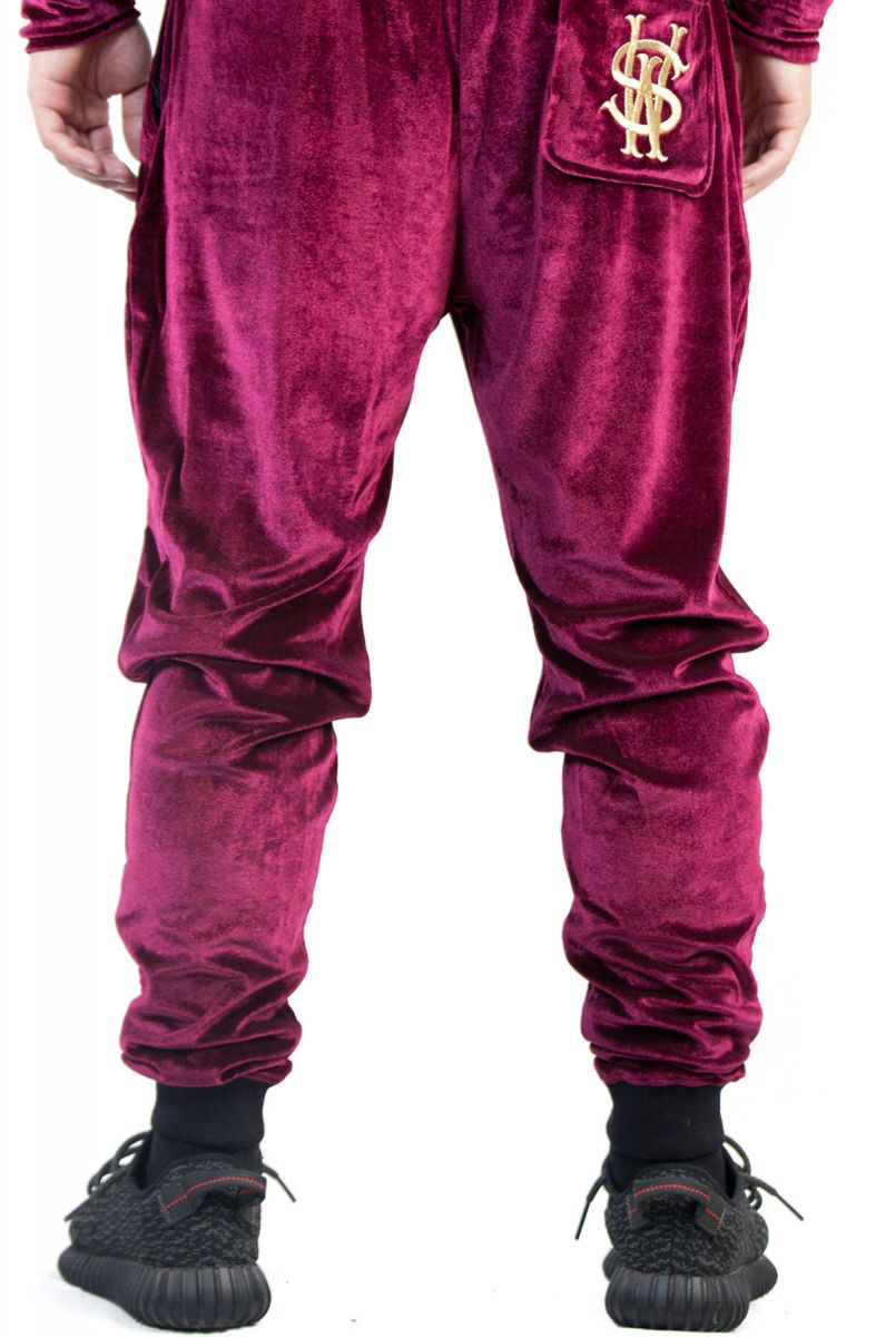 STAY WINNING Embroidered Velour Maroon Joggers SW-0055 - Karmaloop