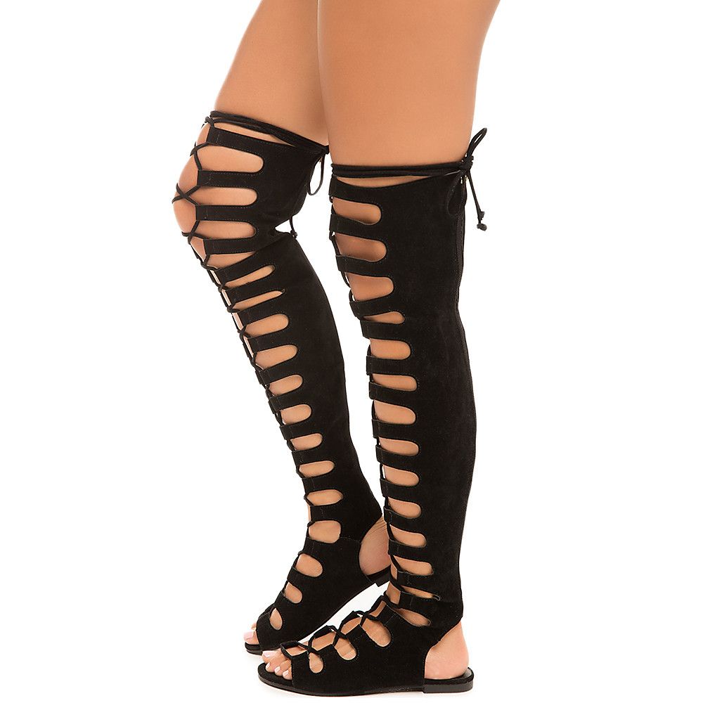 lace up sandals knee high
