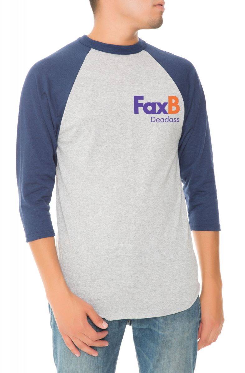 STREET VAULT The Fax B Raglan In Heather Grey And Navy SV-FAXB-RAG-HNV ...