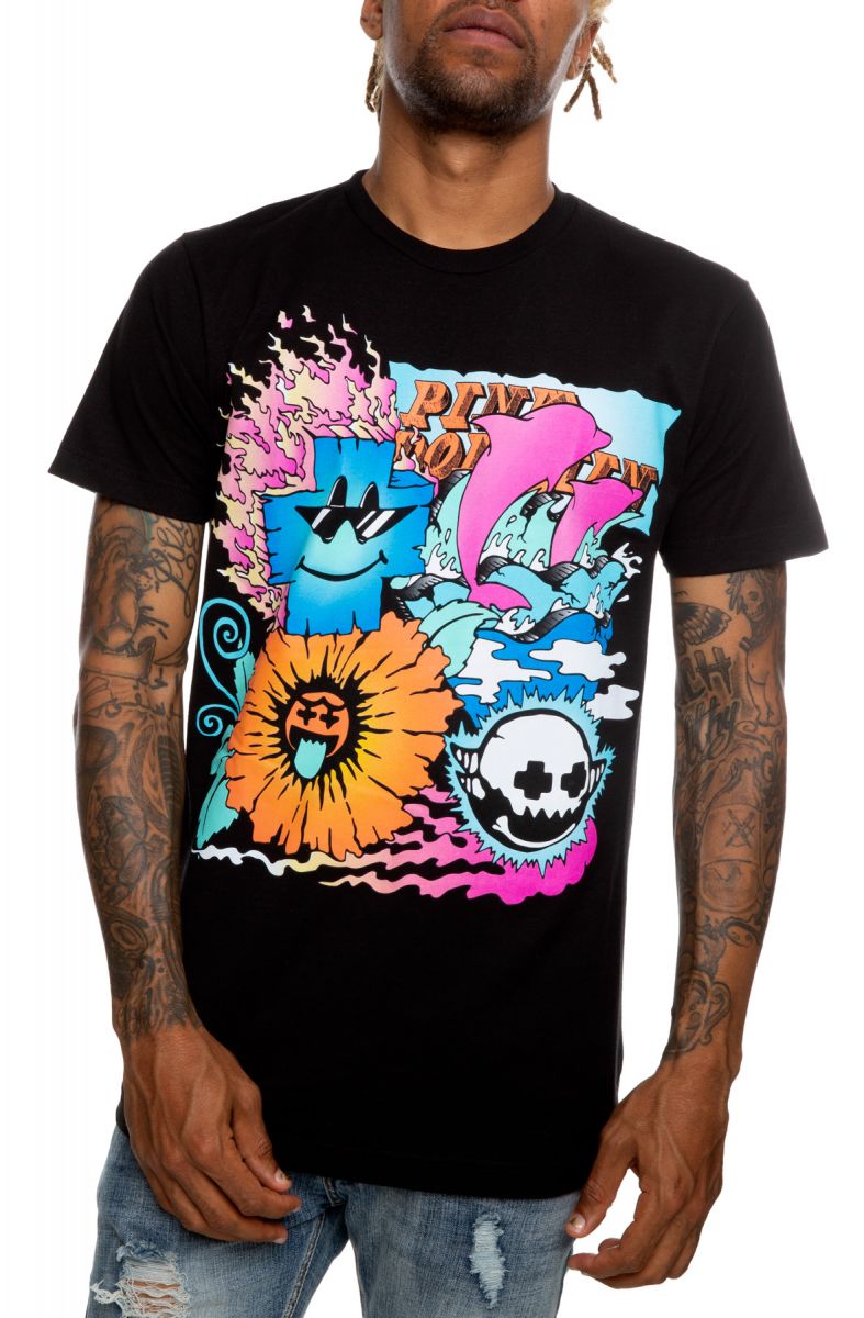 PINK DOLPHIN Collage Tee in Black US11911COBL - Karmaloop