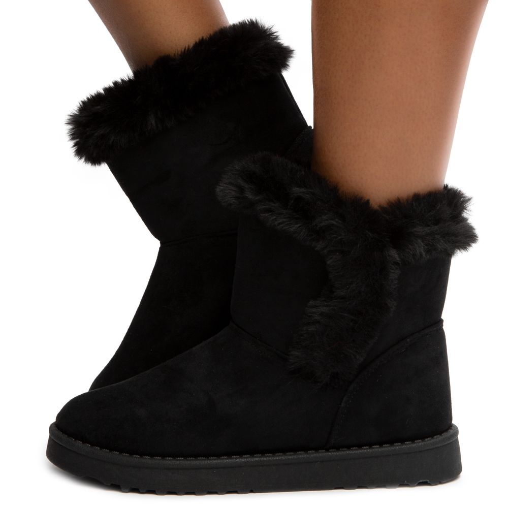 black fur boots