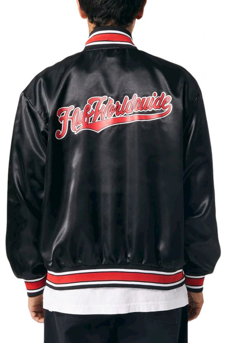 HUF Crackerjack Satin Baseball Jacket JK00372-BLACK - Karmaloop