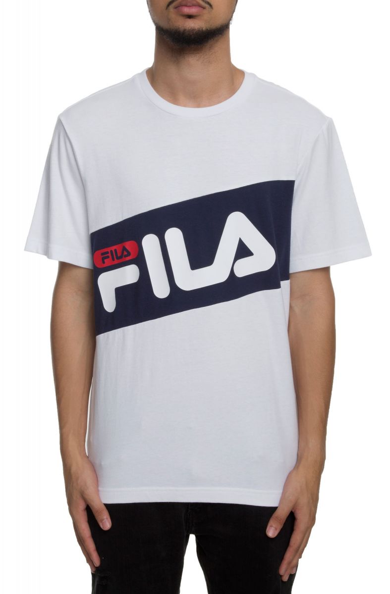 FILA The Diagonal Tee in White, Navy and Chinese Red LM173221-100-WNR ...