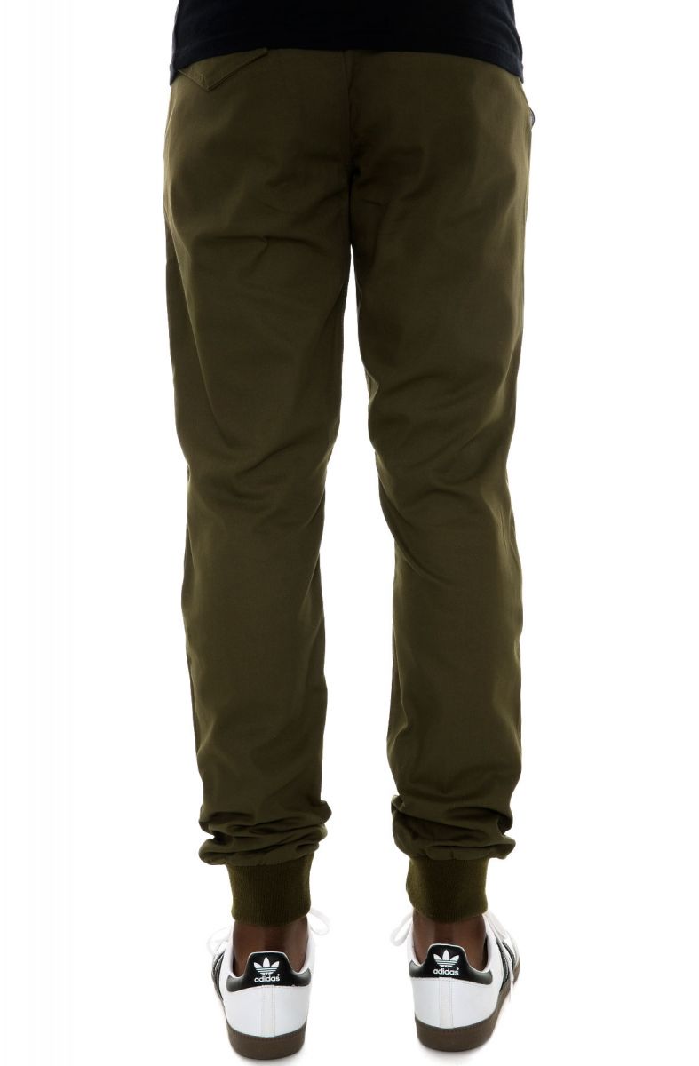 Rustic Dime Pants The Sunset Jogger in Stretch Olive Twill Green