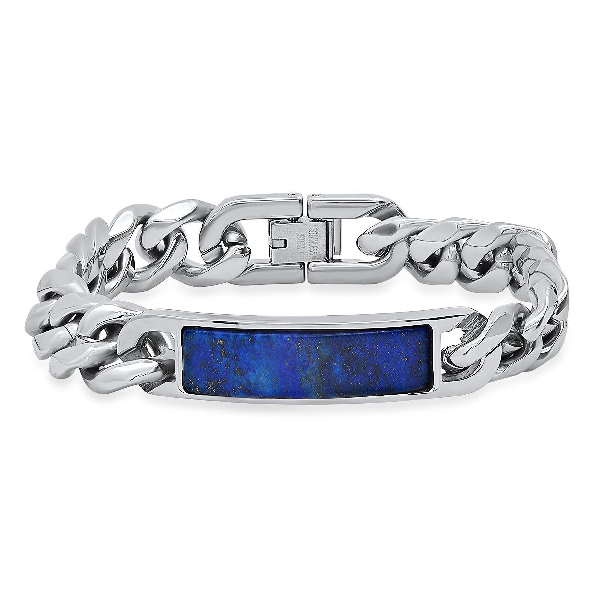 Record Bar Chain STEELTIME Rock Bar ID Chain Link Bracelet 1102-018-GOLDANDTIGEREYE ...