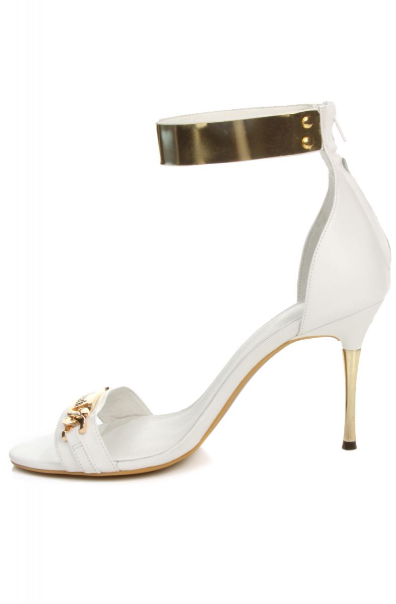 Jeffrey Campbell Shoe Malice Suede Heels in White and Gold