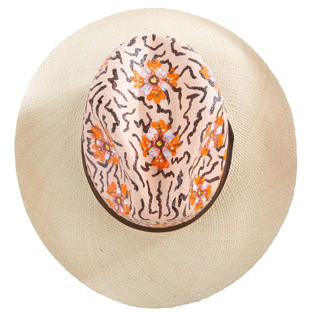 PEACOCK CREATIVO Animal Print Orange Panama Hat ANIMALORANGE PLNDR